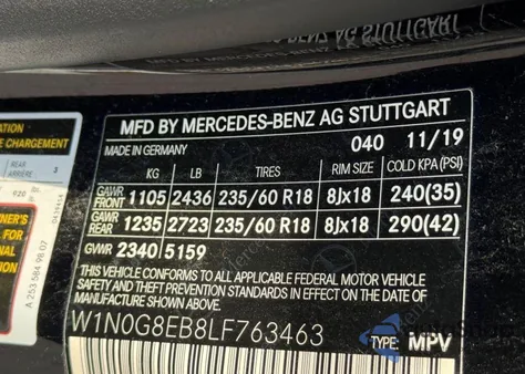 2020 Mercedes-Benz Glc 300 4Matic из США, поврежденный, VIN W1N0G8EB8LF763463